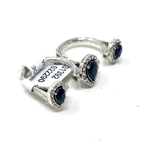 NWT Free People Triple Ring Black Stones Silver - Picture 1 of 5